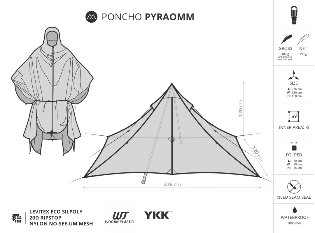 Liteway Poncho PyraOmm Ultralight hiking tarp poncho